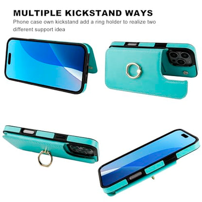 ONETOP for iPhone 16 Pro Max Wallet Case with Credit Card Holder,LightBlue - color: Light Blue