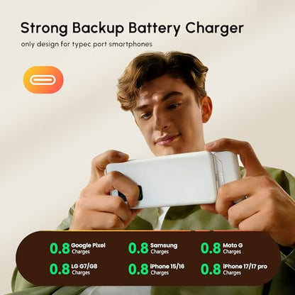 Mini USB C Power Bank for iPhone 17, 4800mah Compact Handy Portable Charger Backup Battery Pack Compatible With Samsung Note series/ iPhone 16/15 series/Samsung Galaxy Z fold series/Galaxy Flip-White - color: USBC-White