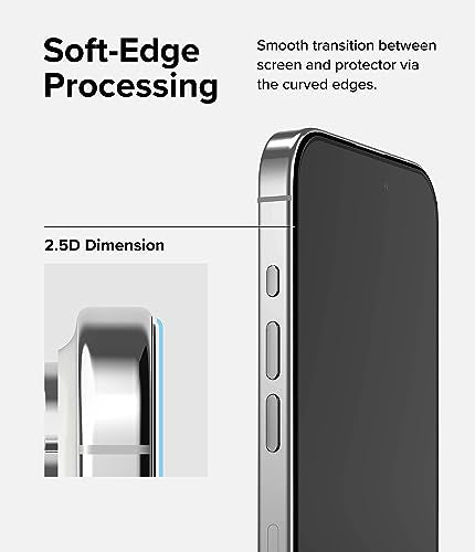 Ringke for iPhone 15 Pro Screen Protector [Full Cover Glass] | Custom-Fit Installation Tool, Case Friendly Shatterproof Premium 9H Hardness Tempered Glass - size: iPhone 15 Pro
