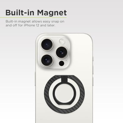 PureGear Magnetic Phone Ring Grip, for MagSafe Kickstand Holder - color: Carbon Fiber