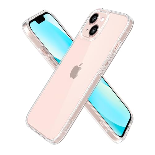 oakxco Clear Phone Case for iPhone 13 Mini Case, Thin Slim Transparent Hard Plastic Back & Soft Silicone Bumper, Cute Non Yellowing Hybrid Matte TPU Frame Protective Cover for Women, Crystal Clear - color: Clear, size: 13 Mini