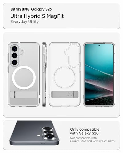 Spigen for Galaxy S26 Case, Ultra Hybrid S MagFit [Kickstand] [Compatible with MagSafe] [Fast Wireless Charging] - Clear White - size: Galaxy S26