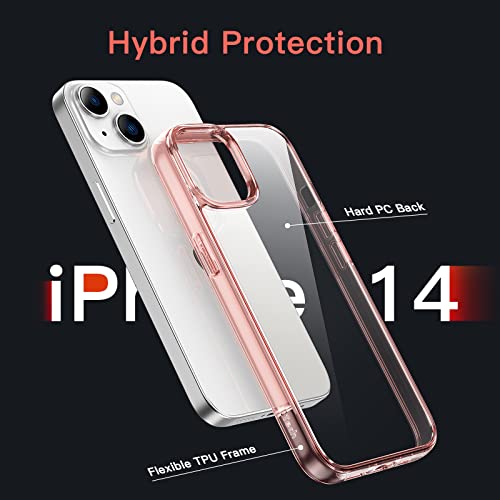 JETech Case for iPhone 14 6.1-Inch, Non-Yellowing Shockproof Phone Bumper Cover, Anti-Scratch Clear Back (Rose Gold) - color: Rose Gold, size: iPhone 14