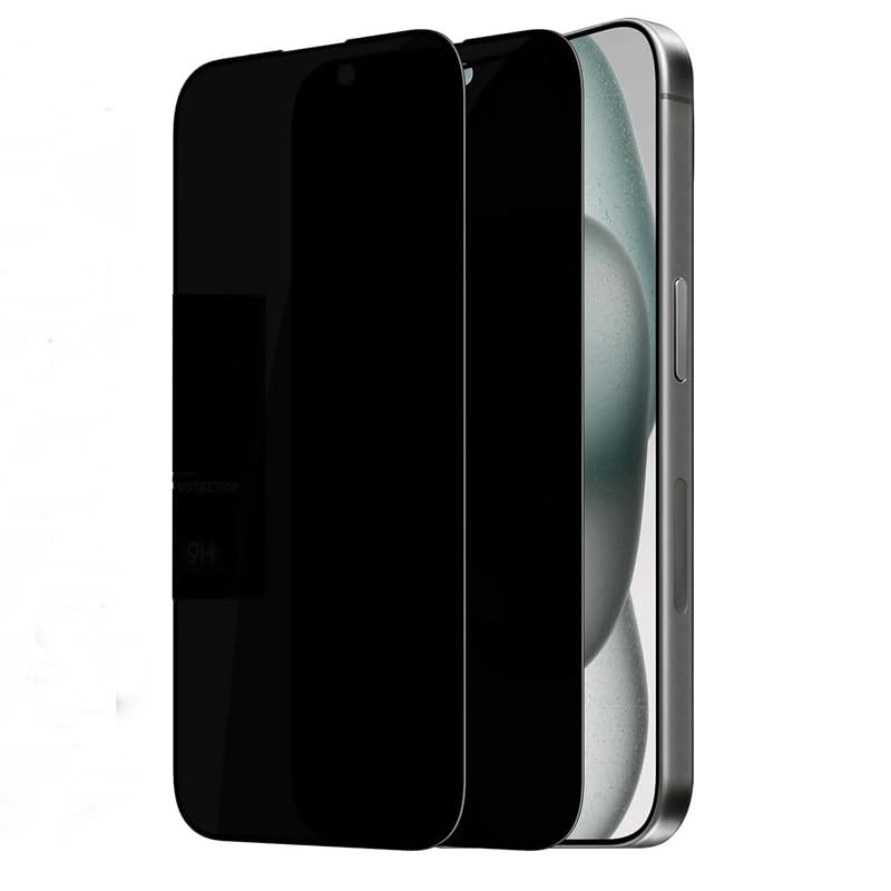 2pc Anti-Spy Screen Protector Privacy Tempered Glass For iPhone 11 12 13 14 15 max plus pro (For iPhone 15 Pro Max), Gray