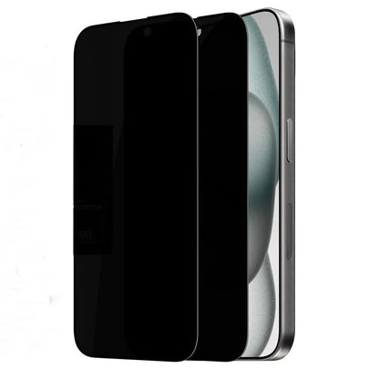 2pc Anti-Spy Screen Protector Privacy Tempered Glass For iPhone 11 12 13 14 15 max plus pro (For iPhone 15 Pro Max), Gray