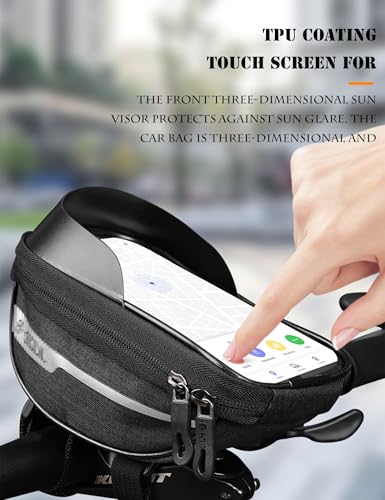 Hard Casing Bike Bag, Lightweight and Durable Waterproof Phone Holder in Blue, Sensitive Touchscreen for Phones up to 6.4 inches, Perfect Bike Accessories - 7"x4" / 18x10 cm - color: Blue