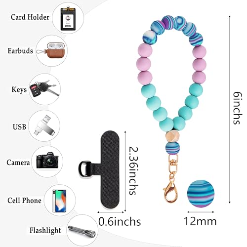 Silicone Beaded Phone Wrist Strap for Women, Elastic Wristlet - color: Lavender