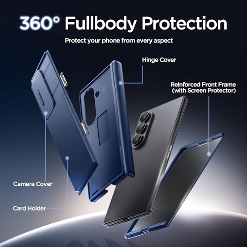 TONGATE Wallet for Z Fold 7 Case with Privacy Screen Protector, Blue - color: Blue