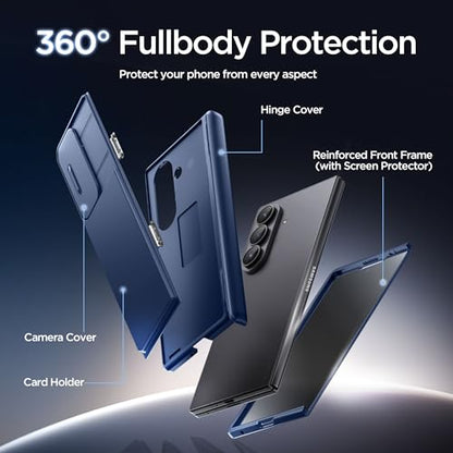 TONGATE Wallet for Z Fold 7 Case with Privacy Screen Protector, Blue - color: Blue