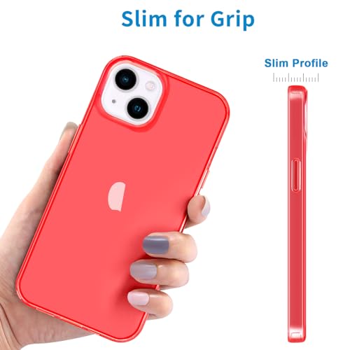 JJGoo Compatible with iPhone 13 Case, Clear Red Soft Shockproof Protective Slim Thin Phone Bumper Cover for iPhone 13-6.1 inch 2021 - color: Red