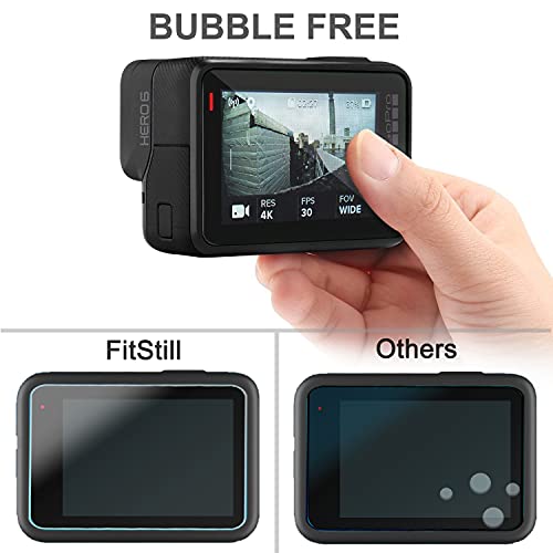 FiTSTILL Screen Protector [6 PCS] for Go Pro Hero 7(Only Black)/Hero HD(2018)/Hero 5/Hero 6, Ultra Clear Tempered Glass Screen Protector + Lens Protector + Lens Cap Cover Accessories - size: For Go Pro hero 7/6/5(Only Black)