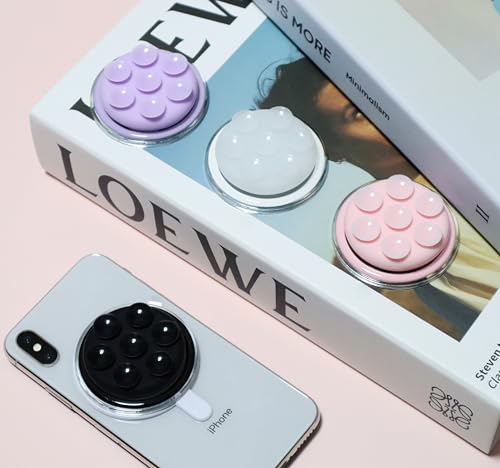 Magnetic Silicone Suction Cup Phone Mount with Hands-Free Stand - Perfect for Selfies, Videos, Durable, Secure Grip, One-Touch Holding, Lightweight, Sleek Design (White)