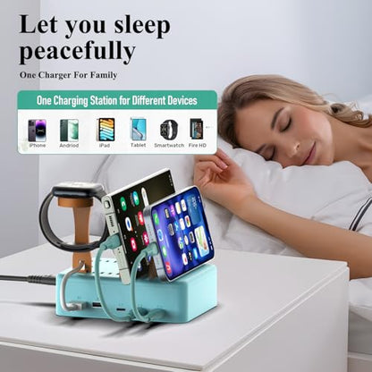 KFD 70W 65W 45W GaN Charging Station for Multiple Devices USB C Charger for MacBook Neo iPhone 17 Samsung S25 iPad Nintendo Switch 2 Charging Dock Organizer Fit Living Room/Kitchen/Bedroom/Nightstand