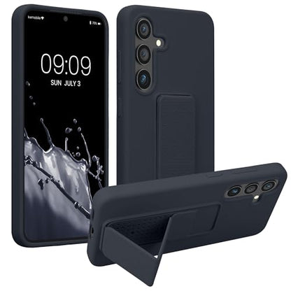 kwmobile Case for Samsung Galaxy S24 Case - Soft TPU Cover with Silicone Coating - with Hand Strap and Stand Function - Shockproof - Blueberry - color: blueberry, size: Galaxy S24