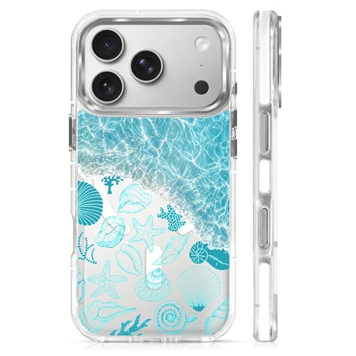 VisEnt Clear Case for iPhone 17 Pro, Magnetic Phone Case, Transparent Slim Cover, Military Grade Protection, Shockproof, Anti-Yellowing, Scratch Resistant, Ocean Wave Shell - color: Ocean Wave Shell, size: Iphone 17 Pro