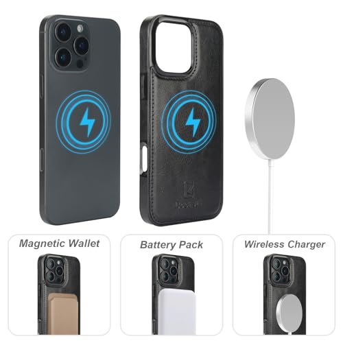 Bocasal for MagSafe Wallet Case Card Holder for iPhone 16 Pro Max Black - color: Black for MagSafe
