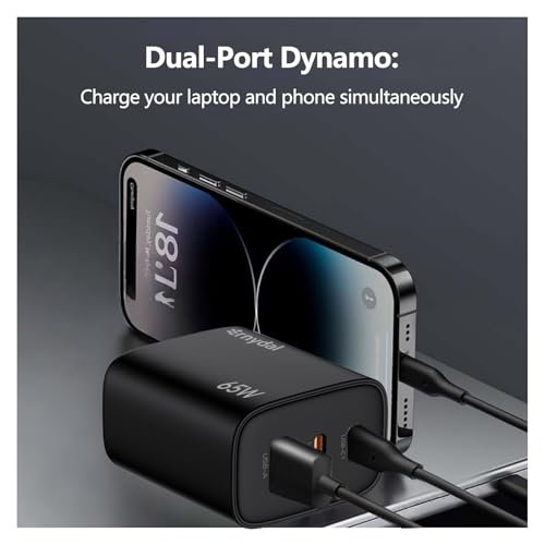 65W GaN USB-C Fast Charger Block with Dual USB-C & USB-A Ports, Compact Power Adapter for MacBook, iPad, iPhone, Galaxy, and More Black - color: Black 65W