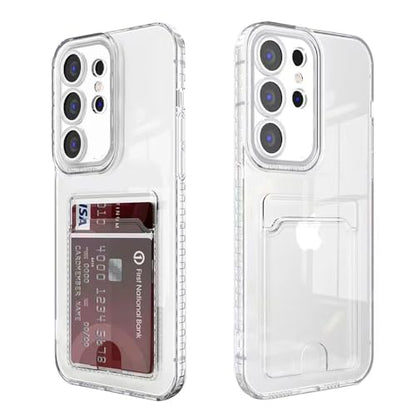 Compatible with Samsung Galaxy S24 Ultra Case with Card Holder, Clear Card Slot case, Ultra-Thin, Soft, Shockproof, Credit Card Protective Cover - size: S24 Ultra