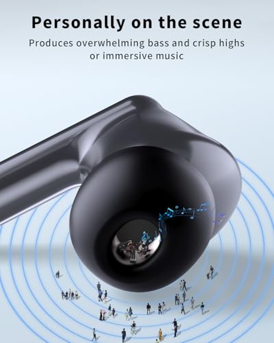 Wireless Earbuds, Bluetooth 5.4 Headphones with 50H Playback, Deep Bass Stereo Ear Buds Clear Calls with LED Power Display, IPX7 Waterproof, in-Ear Earphones with Mic for Phone/Android/iPad, Black