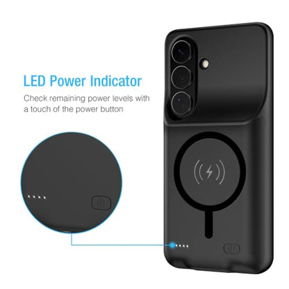 Battery Case for Galaxy S26,10000mAh Portable Protective Smart Wireless Charging Case Support Carplay Compatible with Galaxy S26 (6.3 inches) Rechargeable Extended Battery Charger Case (Black) - size: Galaxy S26