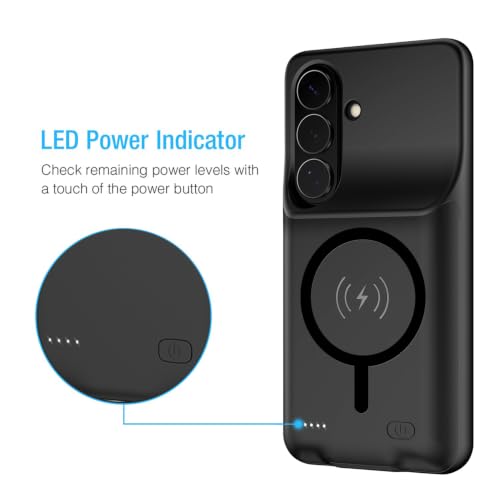 Battery Case for Galaxy S26 Plus,12000mAh Portable Protective Smart Wireless Charging Case Support Carplay Compatible with Galaxy S26 Plus(6.7 inches) Rechargeable Extended Battery Charger Case(Black) - size: Galaxy S26 Plus