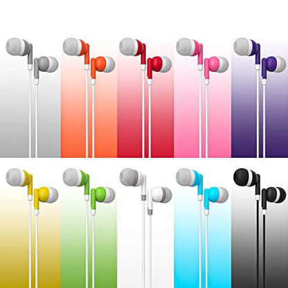 Maeline Bulk Earbuds with 3.5 mm Headphone Plug - 10 Pack Wholesale Bundle - Multi Color - color: Multi, size: 10 Pack