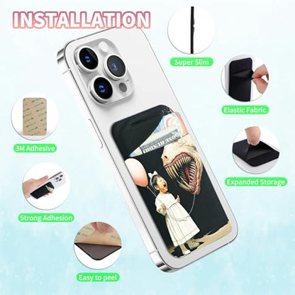 Phone Credit Card Holder Stick on, Cell Phone Pocket Self Adhesive Stretchy Stick on Wallet ID Credit Card Case Pouch Sleeve with Flap for All Smartphones, Girl Horse - color: Girl Horse