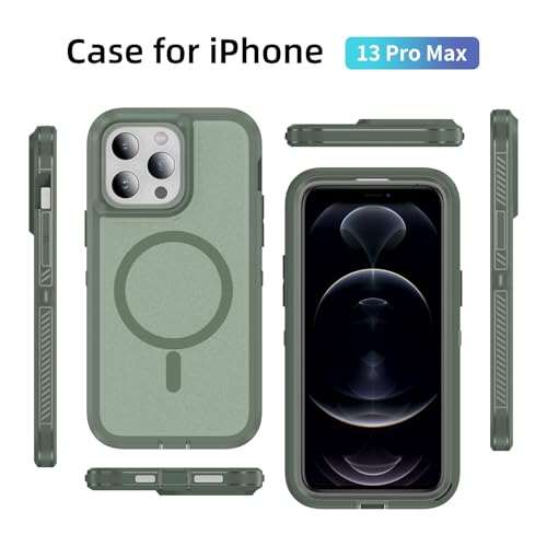 Magnetic for iPhone 13 Pro Max Case, Compatible with MagSafe, Shockproof Dustproof Drop Proof, Military Grade Double Layer Protection, Green - color: Magnetic Green, size: iPhone 13 PRO MAX