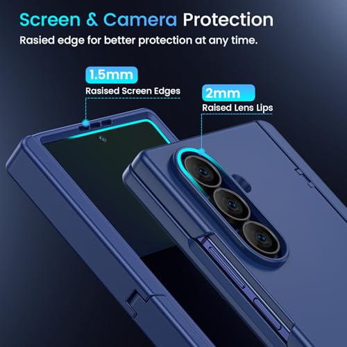 Caka Magnetic for Samsung Galaxy Z Fold 6 Case with Hidden Kickstand Blue - color: Blue