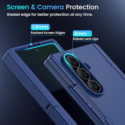 Caka Magnetic for Samsung Galaxy Z Fold 6 Case with Hidden Kickstand Blue - color: Blue