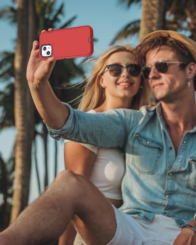Compatible with iPhone 13& iPhone 14 Case [2 Screen Protectors ] Military Grade Full Body Cover, Heavy Duty Shockproof Drop Proof Protection Case 6.1"(red Black) - color: red black