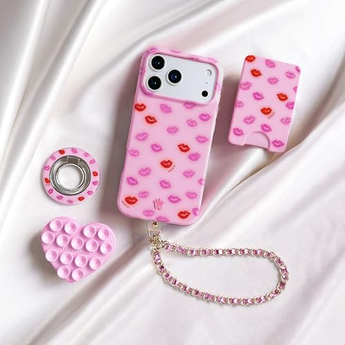 Velvet Caviar Suction Cup Phone Case Mount Compatible with MagSafe Devices Only - Magnetic Silicone Sticky Phone Grip Holder for iPhone Back of Phone - Mirror Gripper (Pink Sugar Heart) - color: Pink Sugar Heart