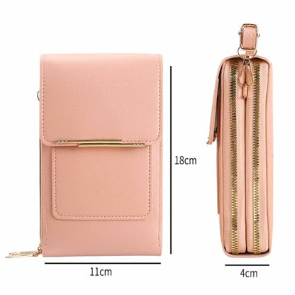 Touchscreen Phone Crossbody Bag,Waterproof PU Leather with Adjustable Shoulder Straps, Small Crossbody Cell PurseWallet for - color: Gray