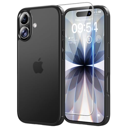 TAURI for iPhone 17 Case, Anti-Yellowing with Screen Protector, Translucent Matte Military-Grade Protection Shockproof Slim Phone Case for iPhone 17, Matte Black - color: F-Matte Black