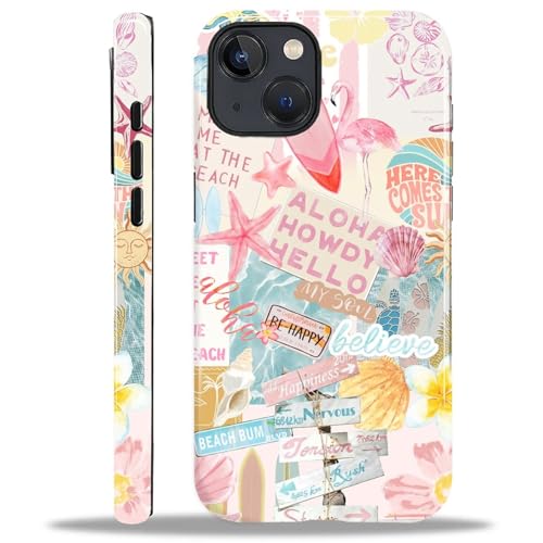 Case Compatible with iPhone 14 Plus, Cute Dual Layer Hybrid Phone Cover, Military Grade Drop Protection, Aesthetic Shockproof Phone Case for Women Girls, Pastel Pink Summer Collage - color: Pastel Pink Summer Collage, size: Iphone 14 Plus