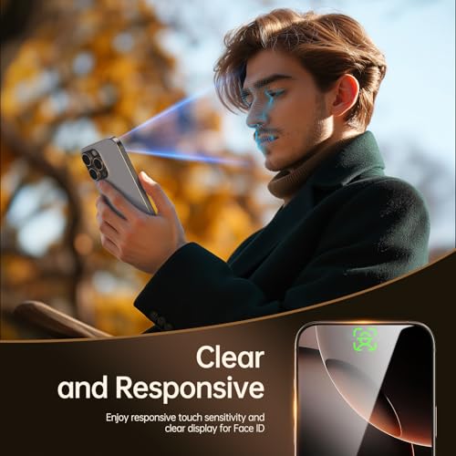 2-Pack for iPhone 16 Pro Privacy Screen Protector Easy to Install,Anti-spy Auto-Dust Removal Military Grade Protection Bubble-Free Full Coverage Case Friendly 9H+ Tempered Glass