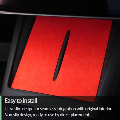 Suede Wireless Charger Pad for Tesla Model 3 24-26 Model Y 25-26 Red - color: Red