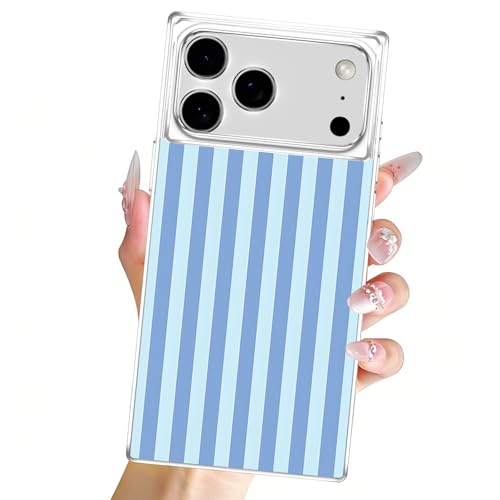 Clear Case for iPhone 17 Pro max 6,9", Aesthetic Striped Pattern Transparent Cover, Cute Stripes Design, No Yellowing TPU Shockproof Protective Bumper Shell for Women Girls, Blue - color: Blue, size: iPhone 17 Pro max