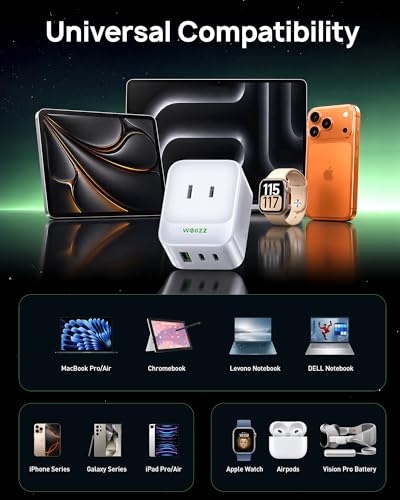 5-in-1 Wall Outlet Extender with 5 Ports 2 AC, 2 USB-C, 1 USB-A