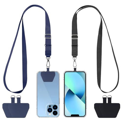 CACOE Phone Lanyard, Black+Dark Blue, 2 Pcs - color: Black+dark Blue, size: 21.65"