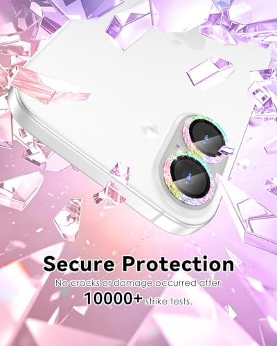 CloudValley All Bling Camera Lens Protector for iPhone 17/iPhone 16/Plus - color: Bling Colorful