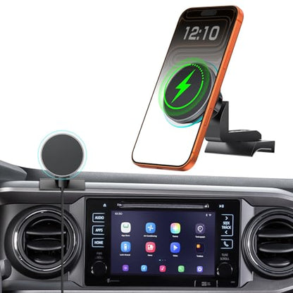 Magnetic Phone Mount with 15W Fast Charging for Toyota Tacoma 2016–2023, 22 Strong Magnets, Rock-Solid Hold on Rough Roads - style: Magnetic Charging