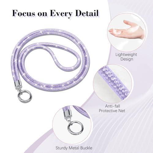 TiMOVO Rhinestone Phone Lanyard Crossbody Chain, Purple - color: Purple