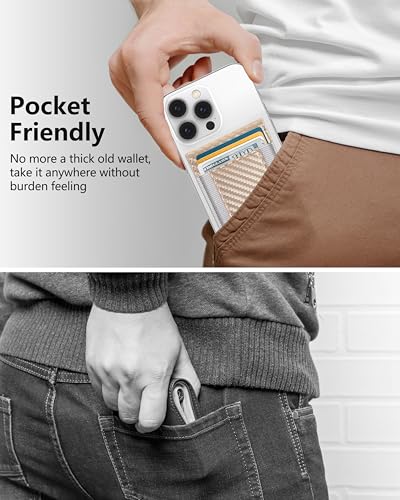 for MagSafe Wallet with Adjustable Stand, 9 Card Holder, Open ID Window - color: Gold