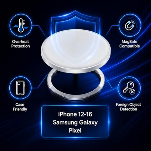 MagSafe Compatible 15W Magnetic Wireless Charger with Foldable Stand - color: White