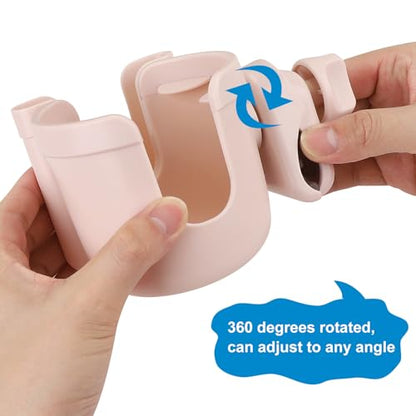 Accmor Stroller Cup Holder with Phone Holder, Bike Cup Holder, Universal Cup Holder for Uppababy Nuna Strollers, 2-in-1 Drinks Holder for Walker, Wheelchair, Scooter - color: All Crystal Pink