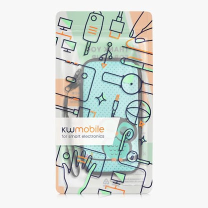 kwmobile Neoprene Sleeve for Smartphone Size XXL - 7" - Shock Absorbing Pouch Case - Protective Phone Bag - Sleeping Owl Turquoise/Brown/Mint - style: Sleeping Owl 37-05-71