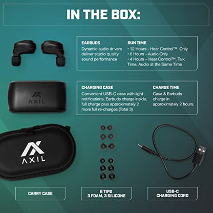 AXIL XCOR PRO Wireless Bluetooth Earbuds, HearPRO Enhancement