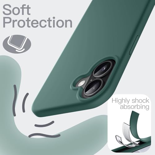 JETech Silicone Case for iPhone 17, Midnight Green | Silky Soft Touch, Shockproof Protection, Scratch Resistant, Microfiber Lining - color: Midnight Green, size: iPhone 17