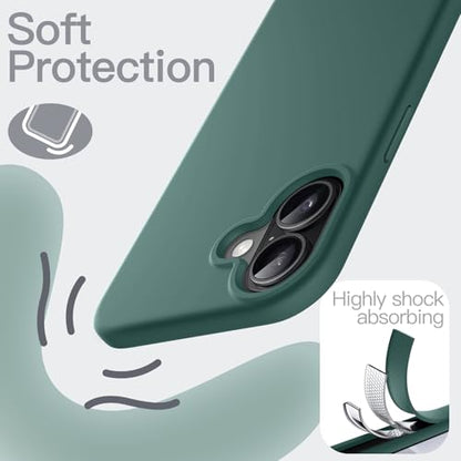 JETech Silicone Case for iPhone 17, Midnight Green | Silky Soft Touch, Shockproof Protection, Scratch Resistant, Microfiber Lining - color: Midnight Green, size: iPhone 17